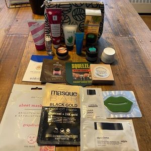 Lot of beauty/skin care products.